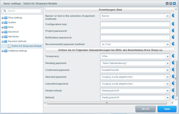 Modul Konfiguration Shopware (1) (iDEAL)